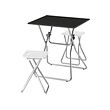 GUNDE/GUNDE - Table and 2 stools, folding black/folding white, 67x67 cm