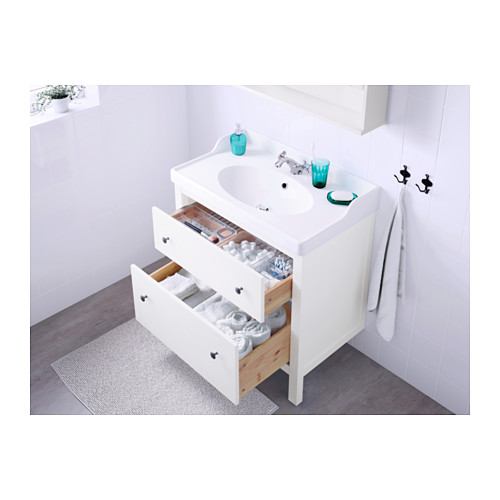 HEMNES meja wastafel 2 laci