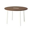 MITTZON - Conference table, round walnut veneer/white, 120x75 cm