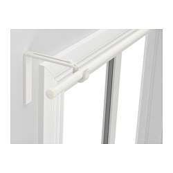 RÄCKA - Curtain rod combination, white, 120-210 cm