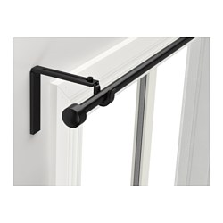 RÄCKA - Curtain rod combination, black, 120-210 cm