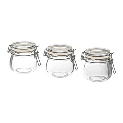 KORKEN - Stoples dengan penutup, kaca bening, 13 cl