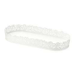 SAMVERKA - Candle dish, oval white, 35x15 cm