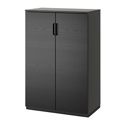 GALANT - Kabinet berpintu, veneer kayu ash diwarnai hitam, 80x120 cm