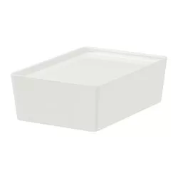 KUGGIS - Box with lid, white, 18x26x8 cm
