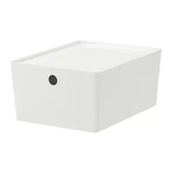 KUGGIS - Kotak dengan penutup, putih, 26x35x15 cm