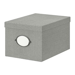 KVARNVIK - Storage box with lid, grey, 25x35x20 cm