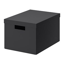 TJENA - Kotak penyimpanan dengan penutup, hitam, 25x35x20 cm