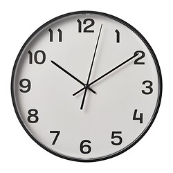 PLUTTIS - Jam dinding, hitam, 28 cm