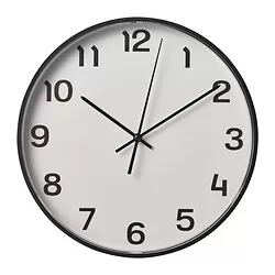 PLUTTIS - Jam dinding, hitam, 28 cm