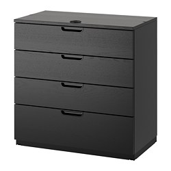 GALANT - Unit laci, veneer kayu ash diwarnai hitam, 80x80 cm