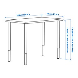 OLOV/LINNMON - Desk, white/black, 100x60 cm