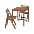 NÄMMARÖ - Table and 2 folding chairs, outdoor, light brown stained