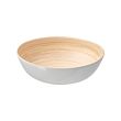 RUNDLIG - Mangkuk saji, bambu/putih, 30 cm