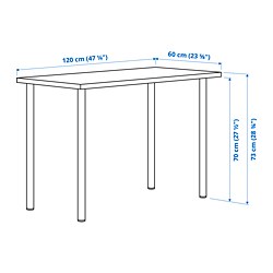 LAGKAPTEN/ADILS - Desk, white/black, 120x60 cm