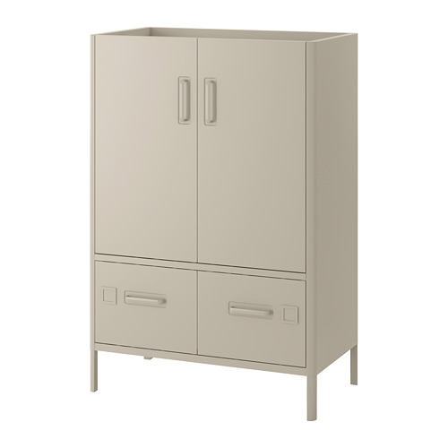 IDÅSEN cabinet with doors and drawers, beige, 80x47x119 cm