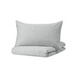 SPJUTVIAL - Sarung duvet dan 2 sarung bantal, abu-abu muda/mélange, 200x200/50x80 cm