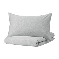 SPJUTVIAL - Duvet cover and 2 pillowcases, light grey/mélange, 200x200/50x80 cm
