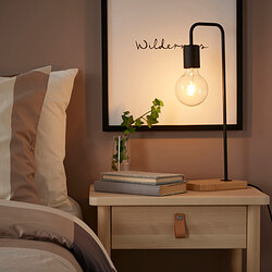 TVÄRHAND - Table lamp, black/bamboo