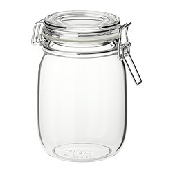 KORKEN - Stoples dengan penutup, kaca bening, 1 l