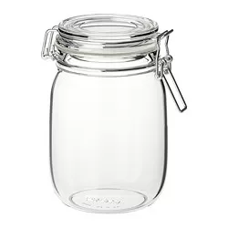 KORKEN - Stoples dengan penutup, kaca bening, 1 l