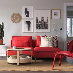 SÖDERHAMN - Sofa 2 dudukan dg chaise longue, Tonerud merah