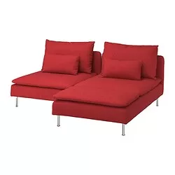 SÖDERHAMN - Sofa 2 dudukan dg chaise longue, Tonerud merah