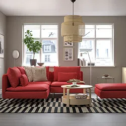 SÖDERHAMN - Sofa sudut, 3 dudukan, Tonerud merah