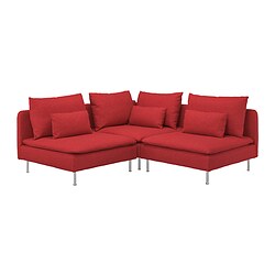 SÖDERHAMN - Corner sofa, 3-seat, Tonerud red