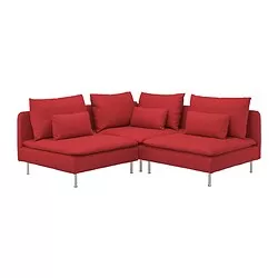 SÖDERHAMN - Sofa sudut, 3 dudukan, Tonerud merah