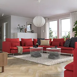SÖDERHAMN - Sofa sudut, 6 dudukan, Tonerud merah