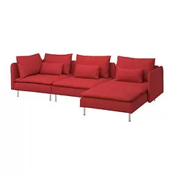 SÖDERHAMN - Sofa 4 dudukan, dengan chaise longue/Tonerud merah