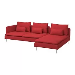 SÖDERHAMN - Sofa 4 dudukan dengan chaise longue, dan ujung terbuka Tonerud/merah