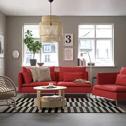 SÖDERHAMN - Sofa 3 dudukan, dengan ujung terbuka/Tonerud merah