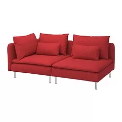 SÖDERHAMN - Sofa 3 dudukan, dengan ujung terbuka/Tonerud merah