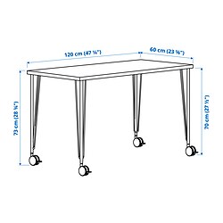 KRILLE/LAGKAPTEN - Desk, white/black, 120x60 cm