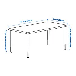 LAGKAPTEN/OLOV - Desk, white stained oak effect/white, 120x60 cm