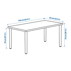 LAGKAPTEN/ADILS - Desk, white stained oak effect/white, 140x60 cm