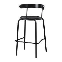 YNGVAR - Bar stool, anthracite, 75 cm