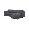 VIMLE - 3-seat sofa, with chaise longue/Gunnared medium grey