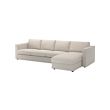 VIMLE - Sofa 4 dudukan dengan chaise longue, Gunnared krem