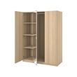 PAX/FORSAND/ÅHEIM - Wardrobe combination, white stained oak effect/mirror glass, 150x60x201 cm
