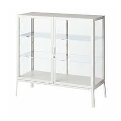 MILSBO - Glass-door cabinet, white, 101x100 cm