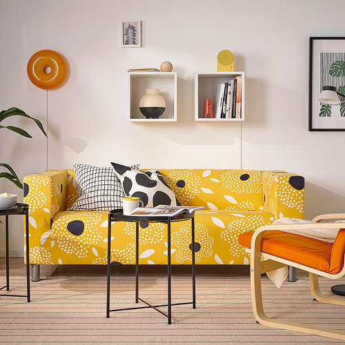 KLIPPAN 2-seat sofa, Tingetorp yellow/white/floral pattern | IKEA