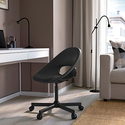 MALSKÄR/ELDBERGET - Swivel chair + pad, dark grey/black