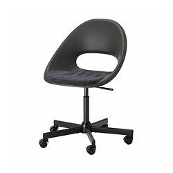 MALSKÄR/ELDBERGET - Swivel chair + pad, dark grey/black