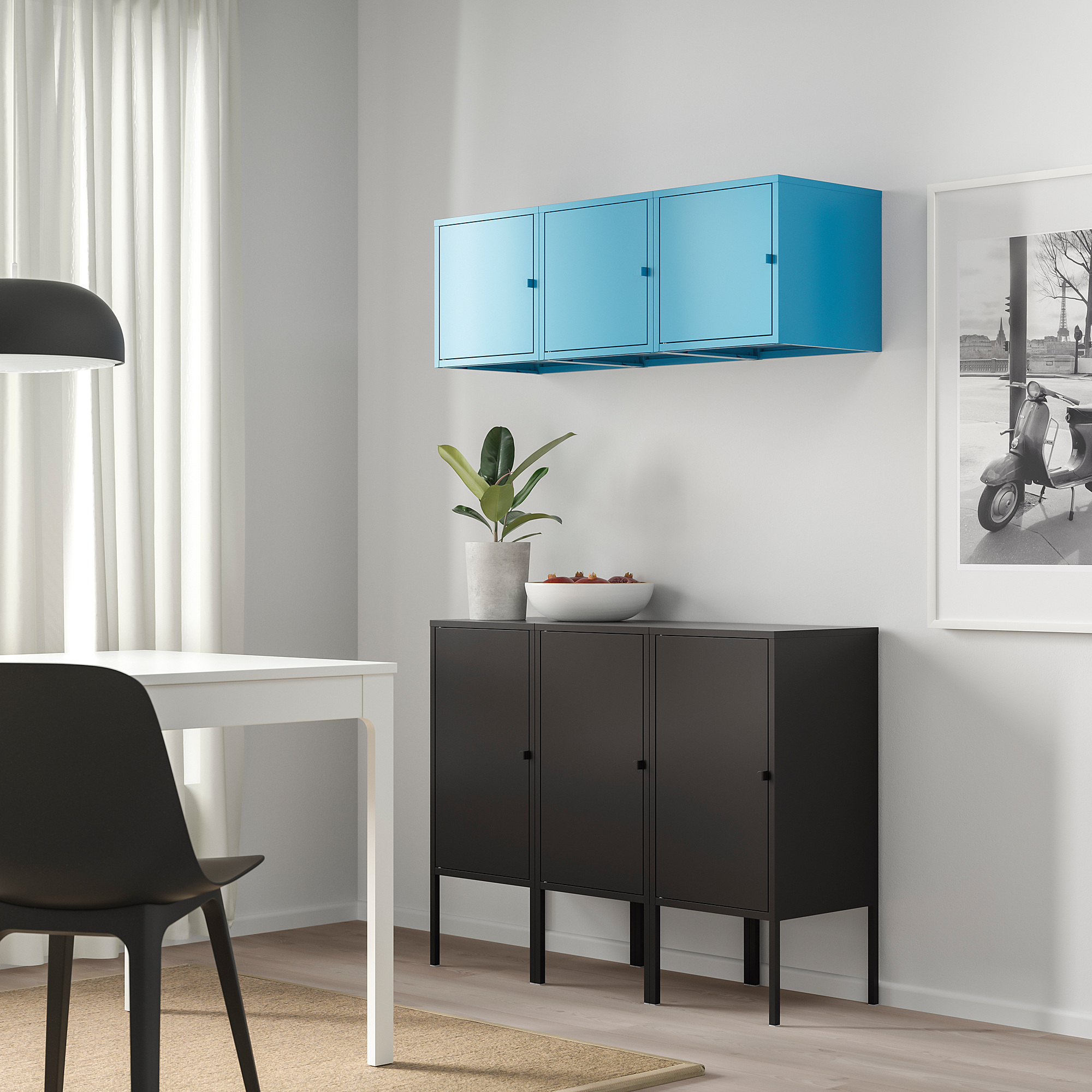 LIXHULT kombinasi penyimpanan, antrasit/biru, 105x35x117 cm | IKEA ...