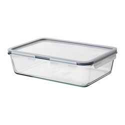 IKEA 365+ - Wadah makanan dengan penutup, persegi panjang/kaca plastik, 3.1 l