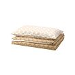 ORMÄNGSFLY - Duvet cover and pillowcase, yellow-beige/white, 150x200/50x80 cm