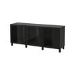 BESTÅ - Storage combination with doors, black-brown/Glassvik/Stubbarp black/clear glass, 180x42x74 cm